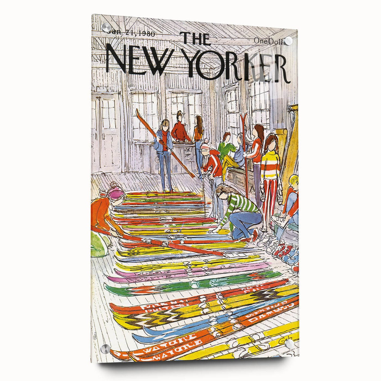 Vintage New Yorker Poster – Skiing Enthusiasts, 1980 Edition