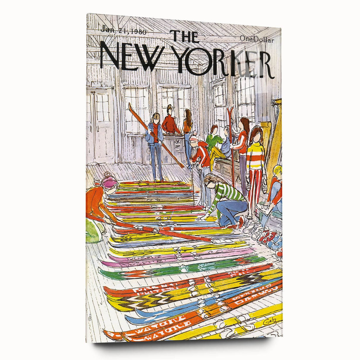 Vintage New Yorker Poster – Skiing Enthusiasts, 1980 Edition
