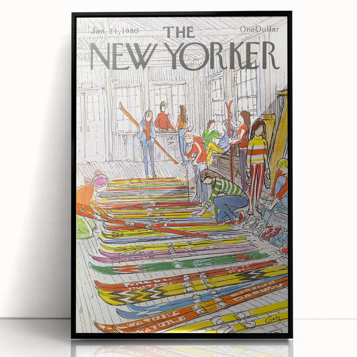 Vintage New Yorker Poster – Skiing Enthusiasts, 1980 Edition
