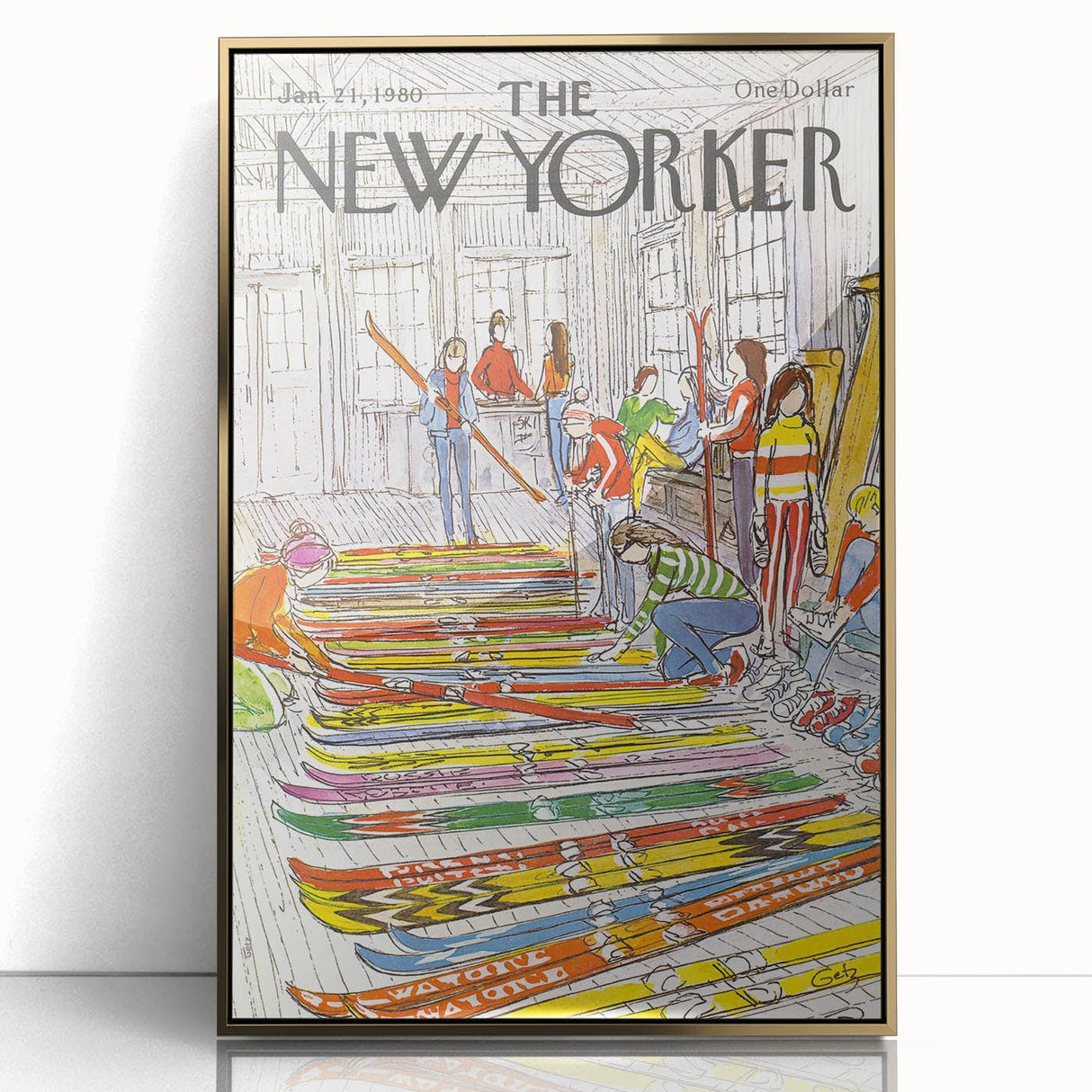 Vintage New Yorker Poster – Skiing Enthusiasts, 1980 Edition