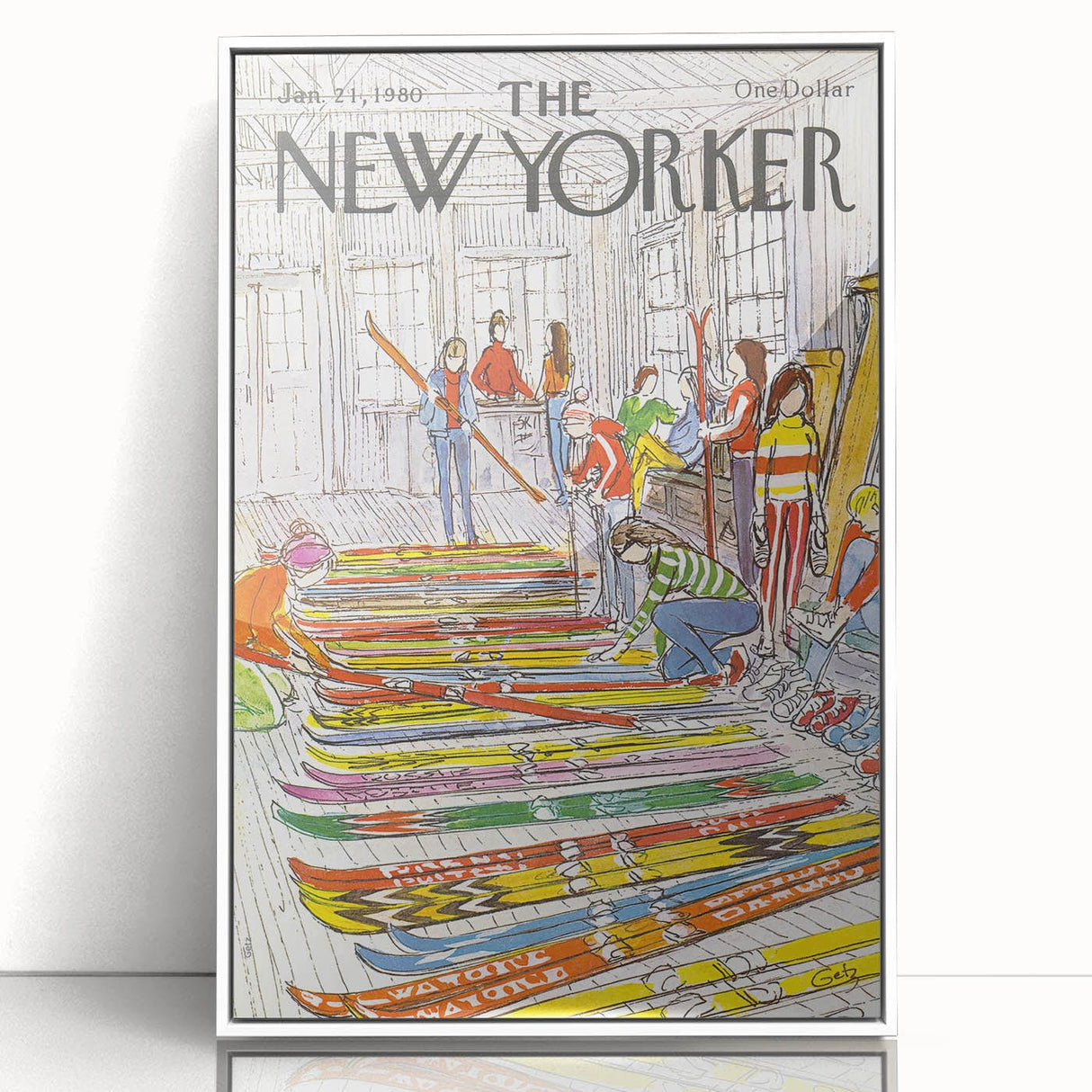 Vintage New Yorker Poster – Skiing Enthusiasts, 1980 Edition