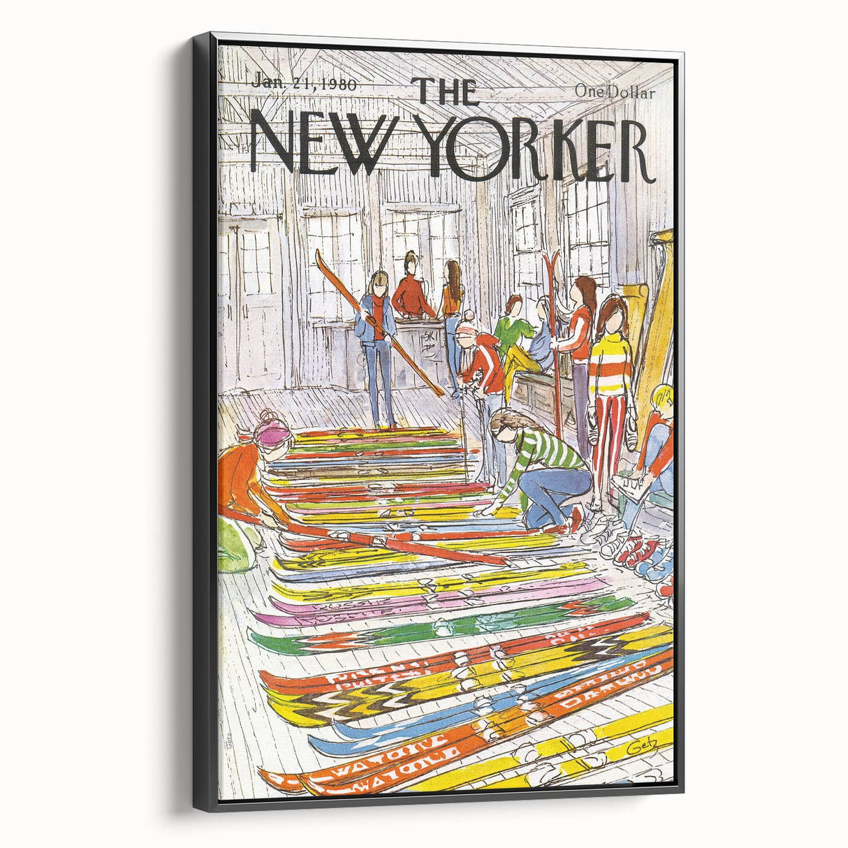 Vintage New Yorker Poster – Skiing Enthusiasts, 1980 Edition