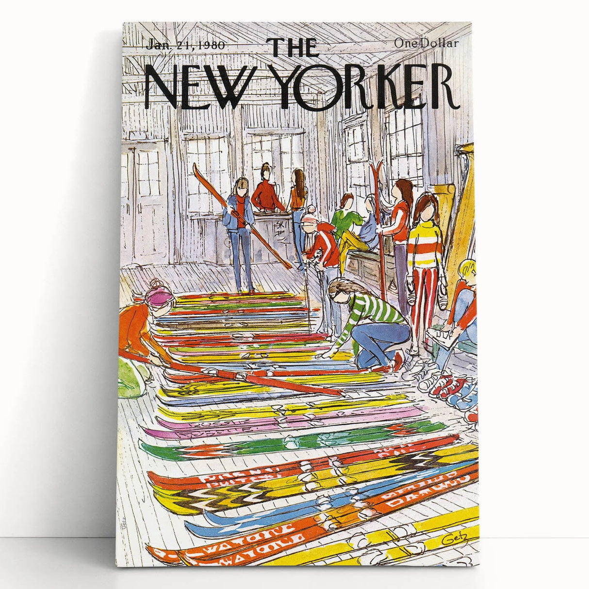 Vintage New Yorker Poster – Skiing Enthusiasts, 1980 Edition