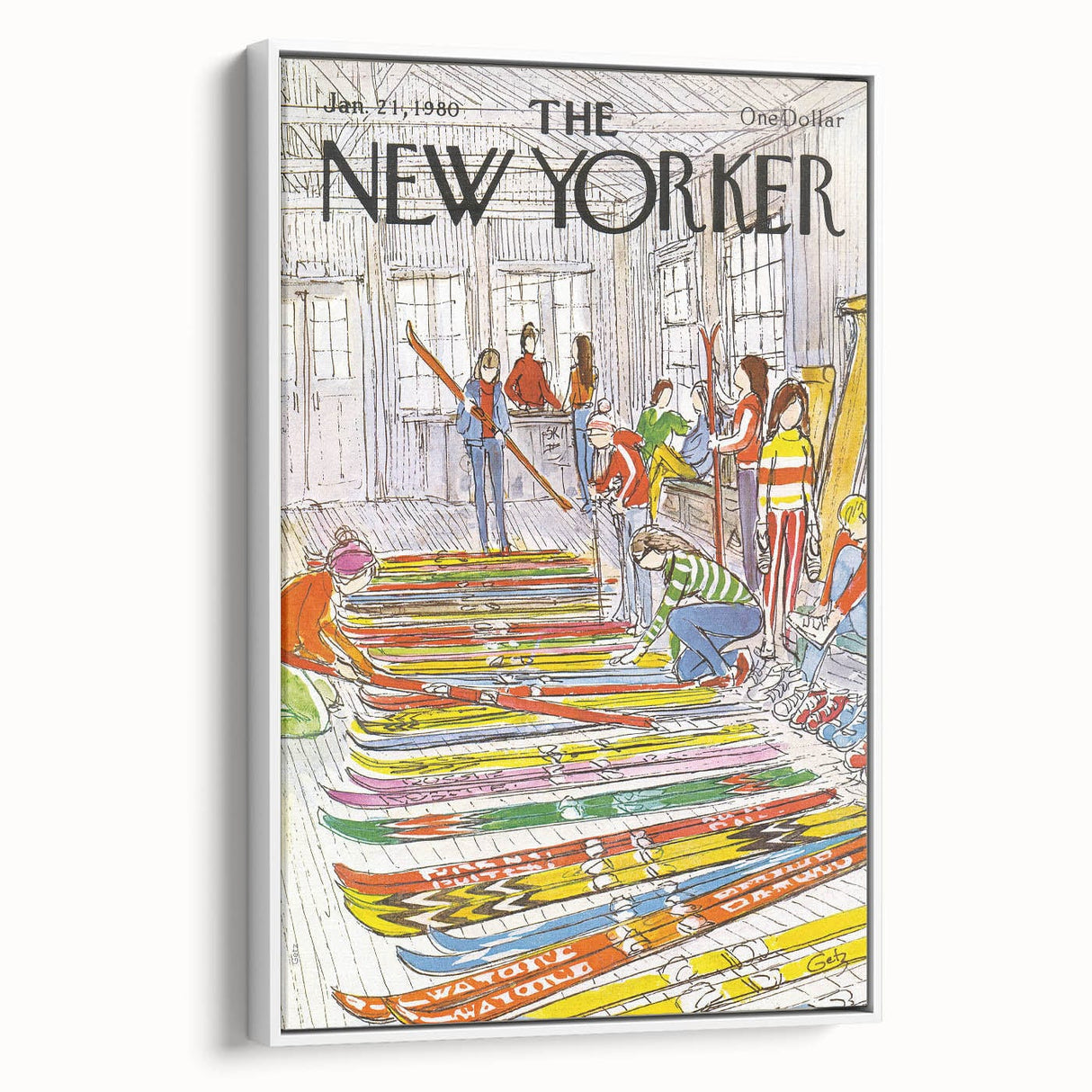 Vintage New Yorker Poster – Skiing Enthusiasts, 1980 Edition