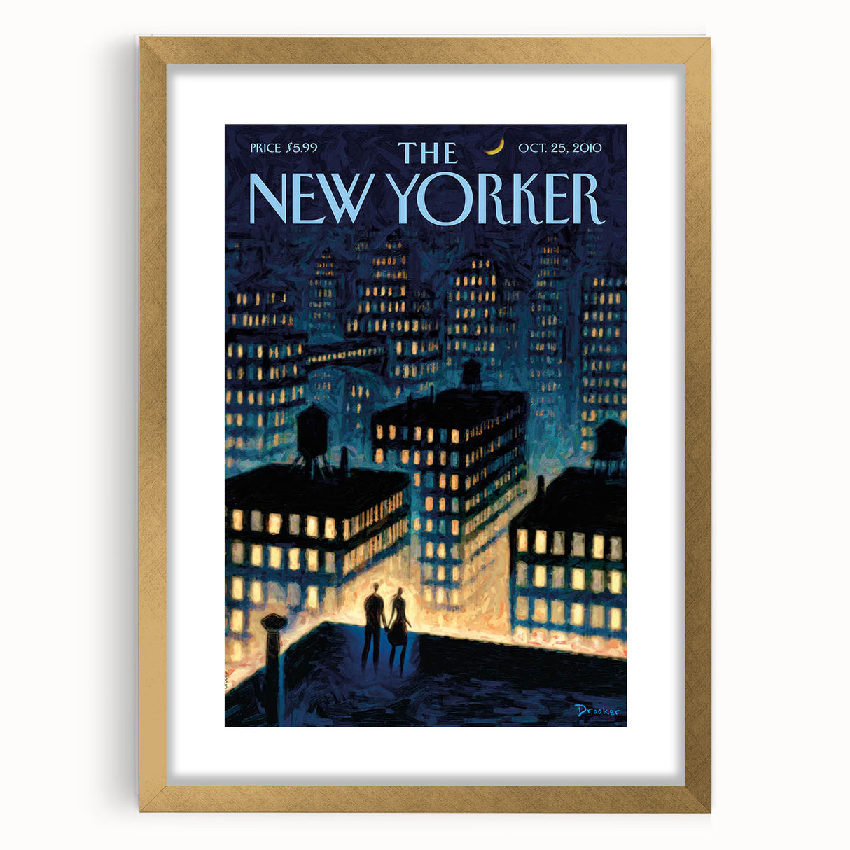 New Yorker Magazine Art - Rooftop View of NYC Poster