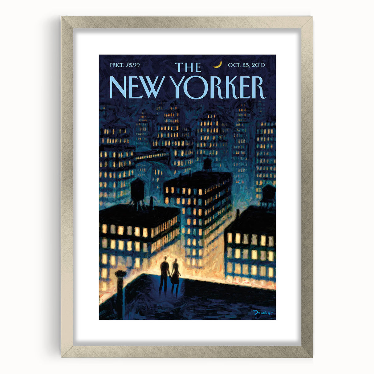 New Yorker Magazine Art - Rooftop View of NYC Poster