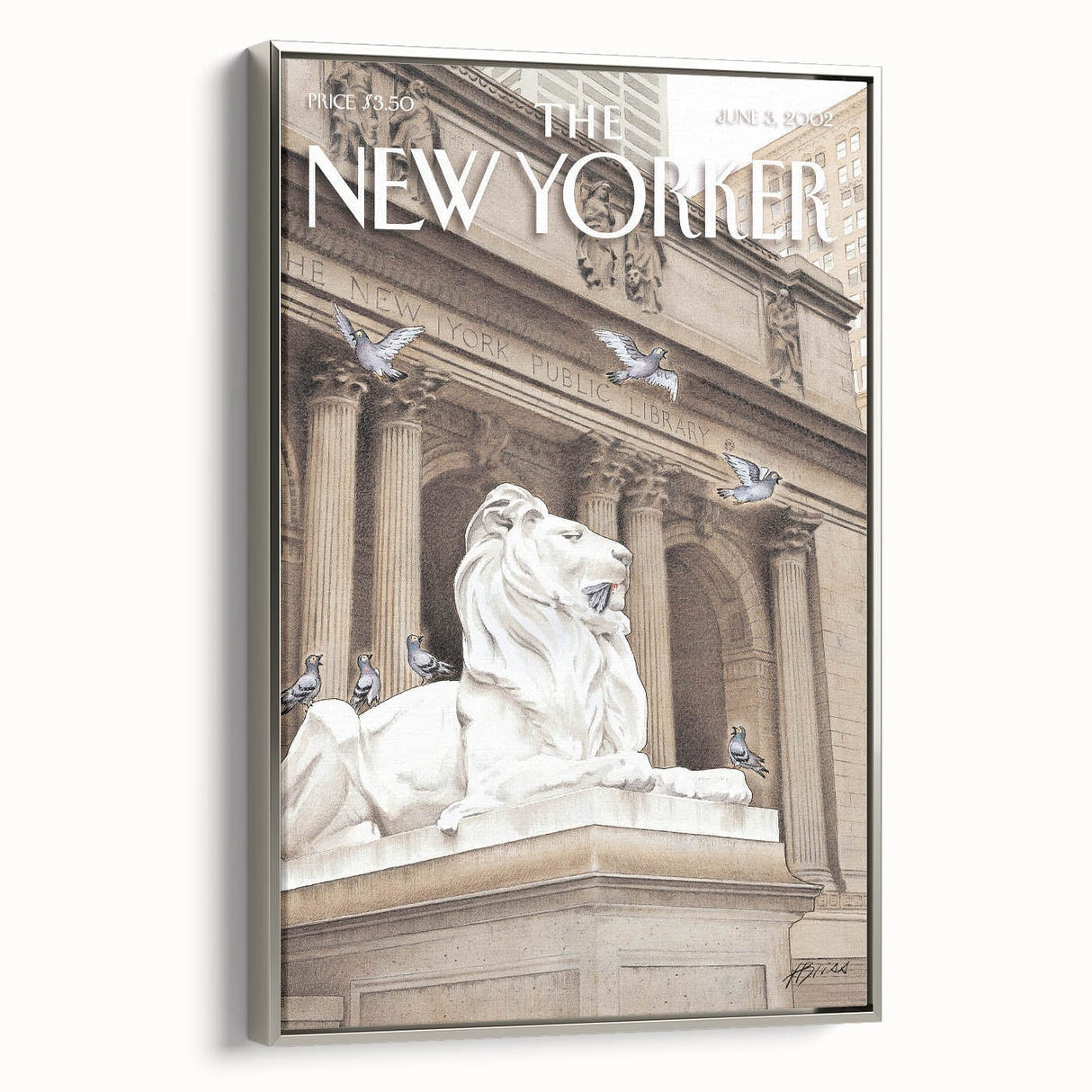 Iconic New Yorker Magazine Cover Art - Library Lion Poster