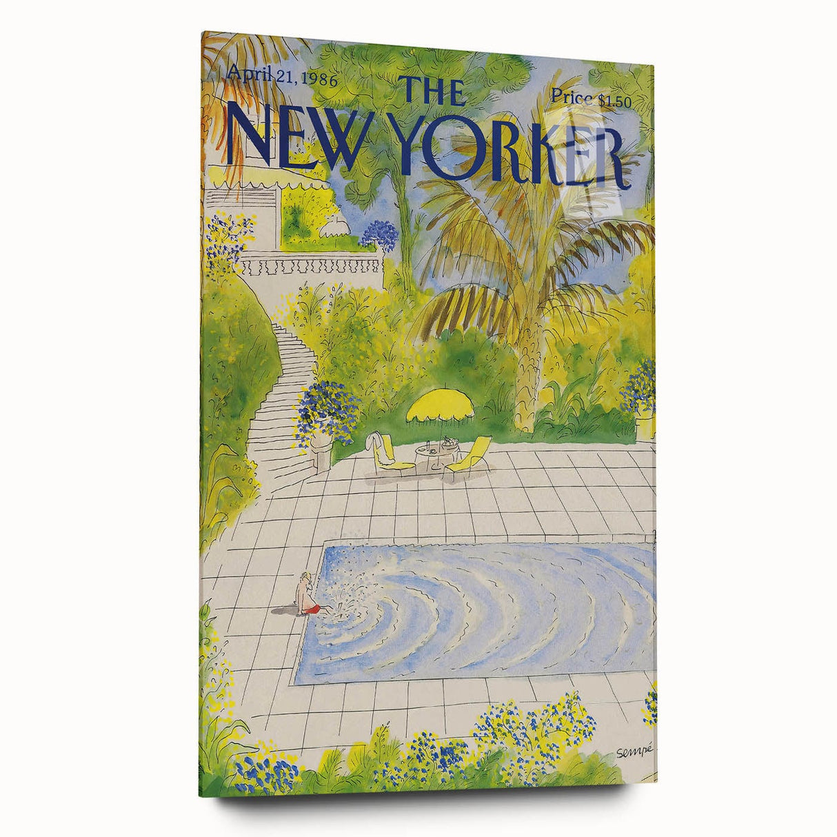 Vintage New Yorker Magazine Poster - Poolside Paradise Artwork