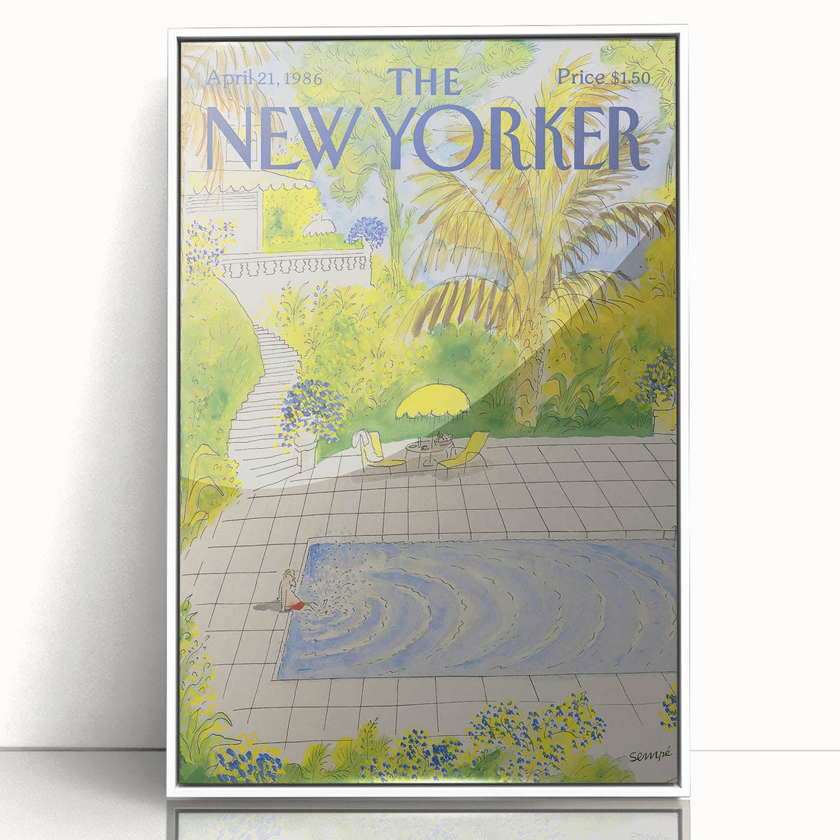 Vintage New Yorker Magazine Poster - Poolside Paradise Artwork