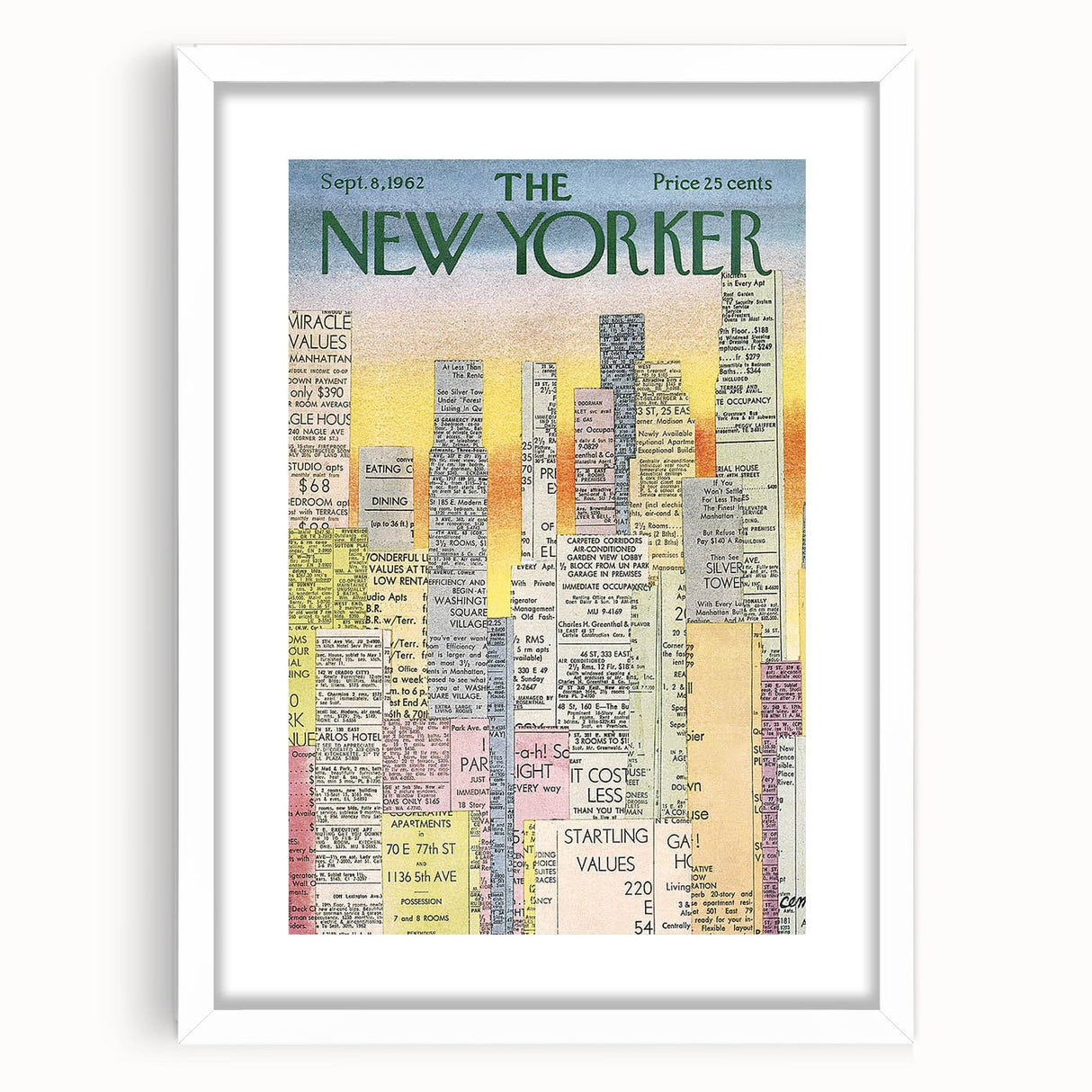 Vintage New Yorker Poster - Classic 1962 New York Adverts Wall Art