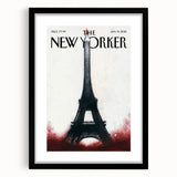 Eiffel Tower New Yorker Poster - 2015 Red Accent Paris Illustration Art
