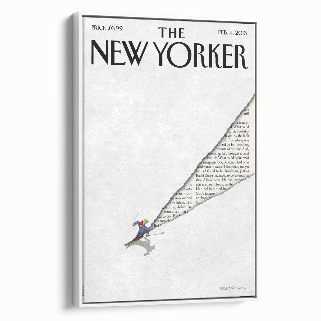 New Yorker Poster - 2013 Skier Cartoon Cover Art by Birgit Schössow