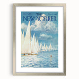 New Yorker Poster - 1959 Sailboats at Sea Blue Sky Art Print