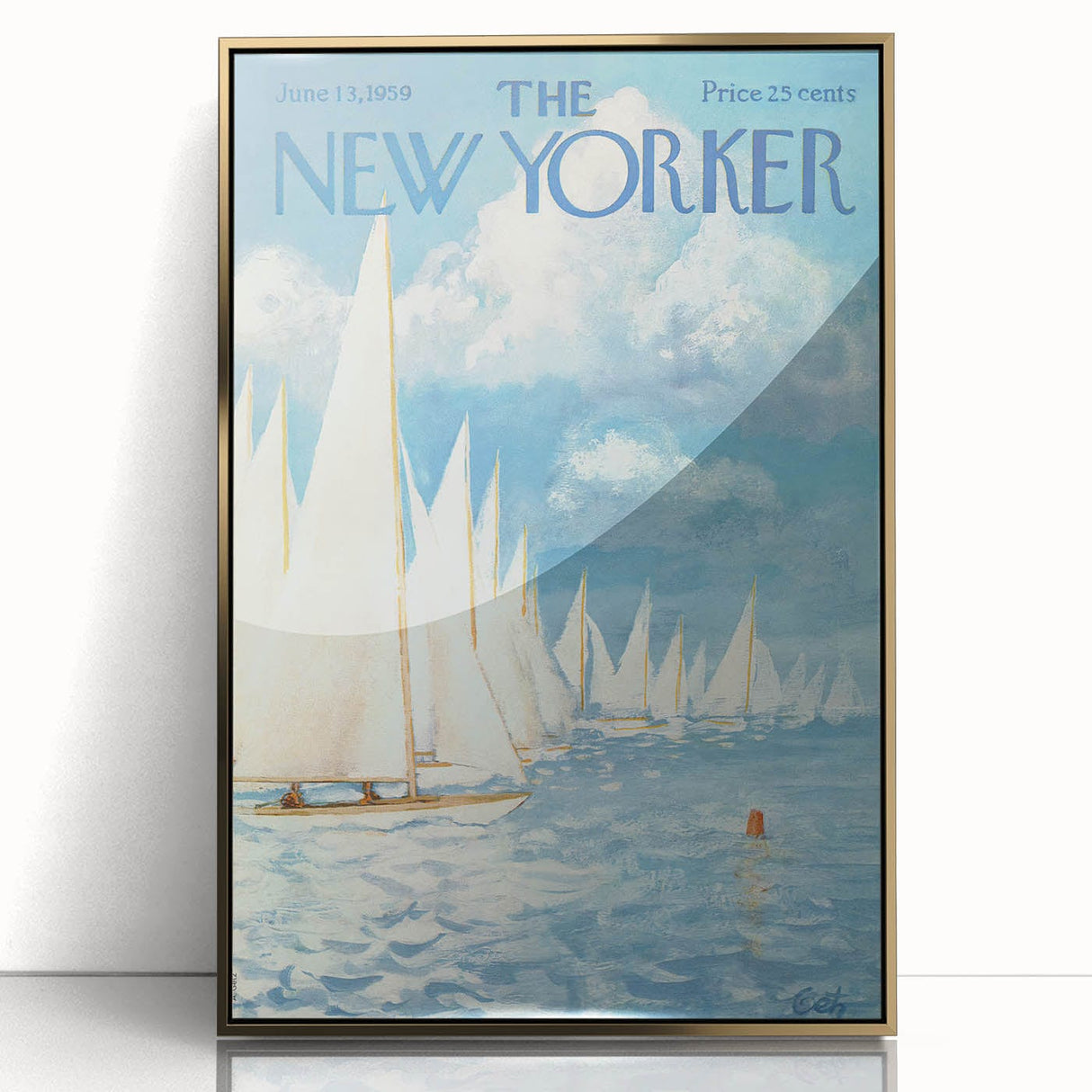 New Yorker Poster - 1959 Sailboats at Sea Blue Sky Art Print