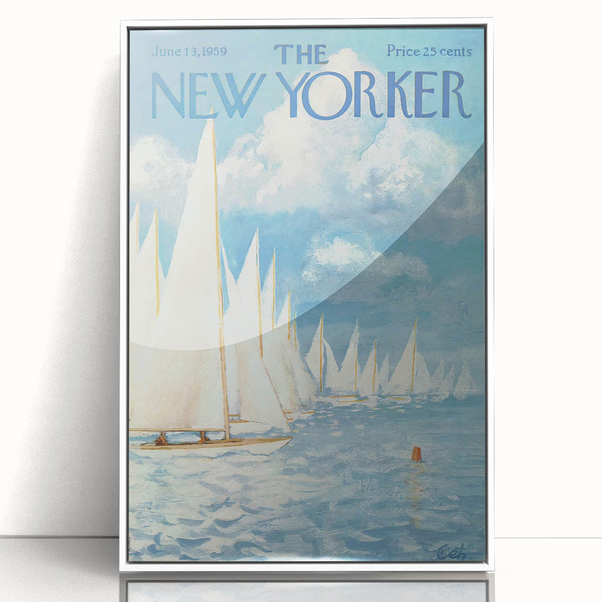 New Yorker Poster - 1959 Sailboats at Sea Blue Sky Art Print