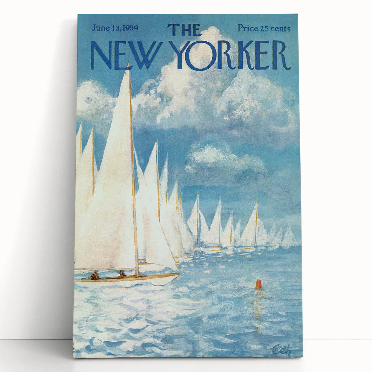 New Yorker Poster - 1959 Sailboats at Sea Blue Sky Art Print