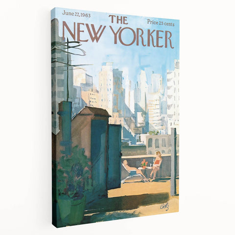 New Yorker Poster - 1963 Rooftop Summer Scene with City View Art
