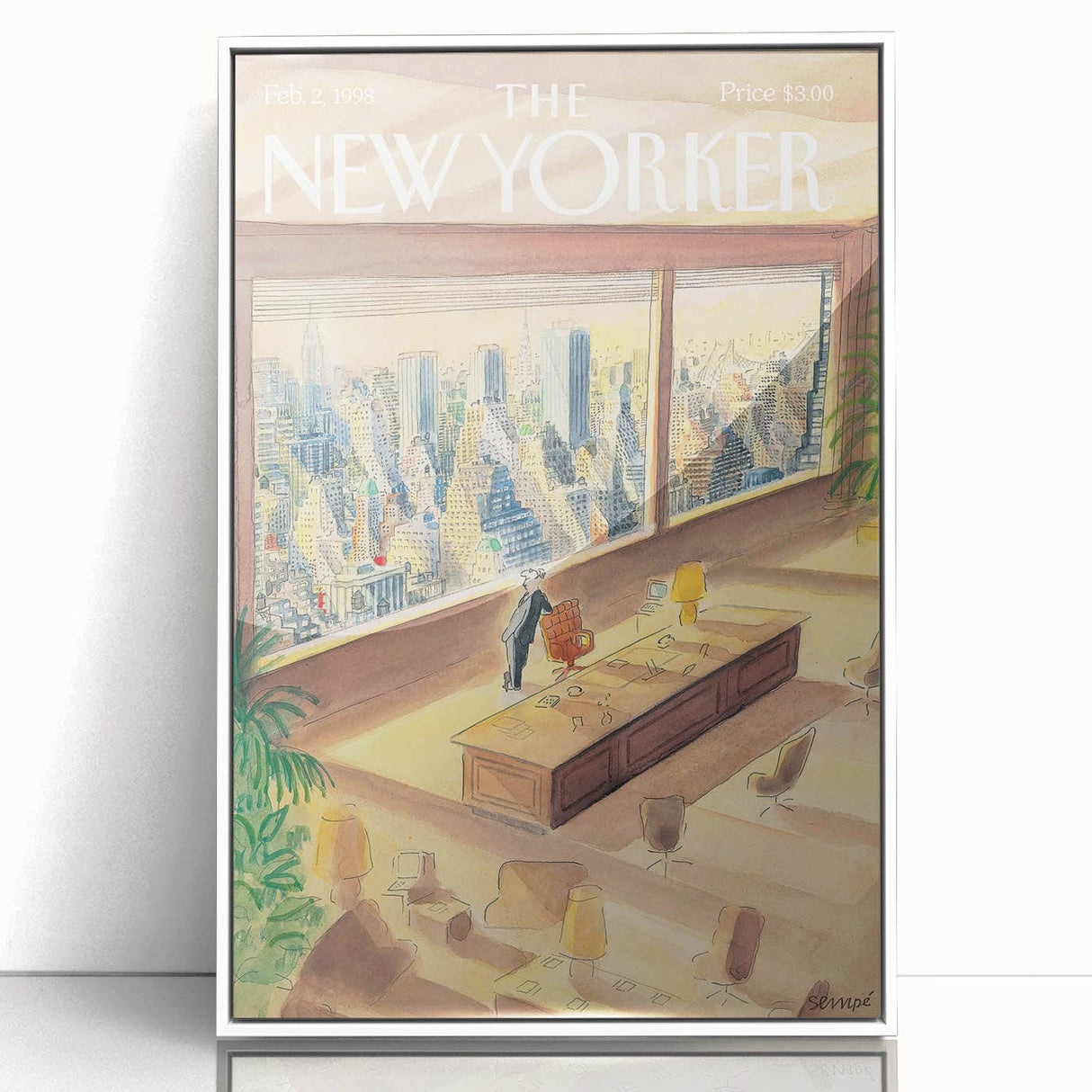 New Yorker Poster - 1998 Office Skyline View with Executive Art