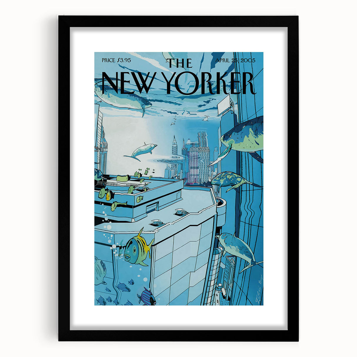 New Yorker Poster - 2005 Underwater Cityscape with Fish Art Print