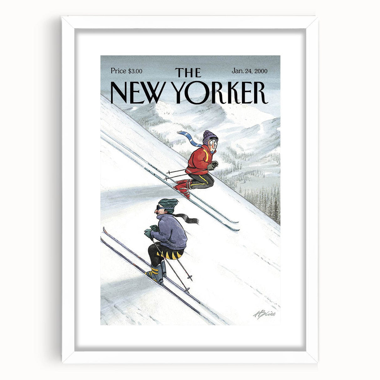 New Yorker Poster - 2000 Skiers Racing Down the Mountain Art Print