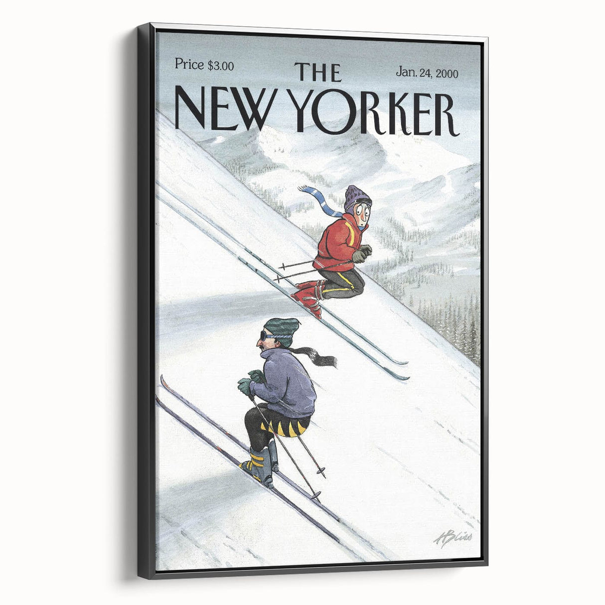 New Yorker Poster - 2000 Skiers Racing Down the Mountain Art Print