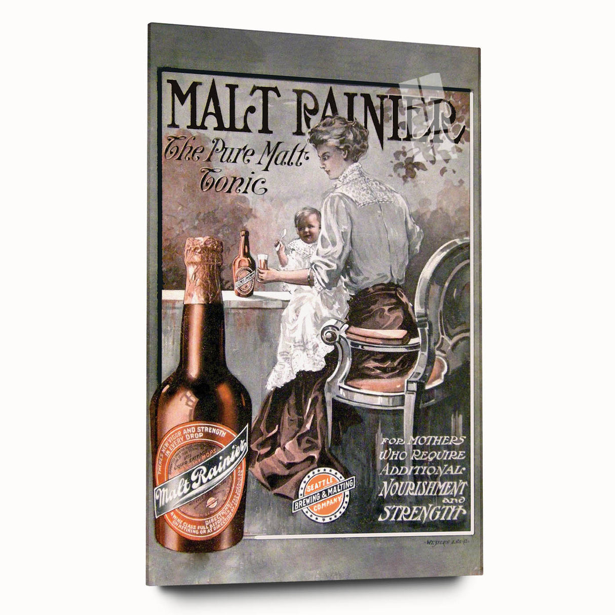 Vintage Malt Rainier Poster: Retro Advertising Wall Art