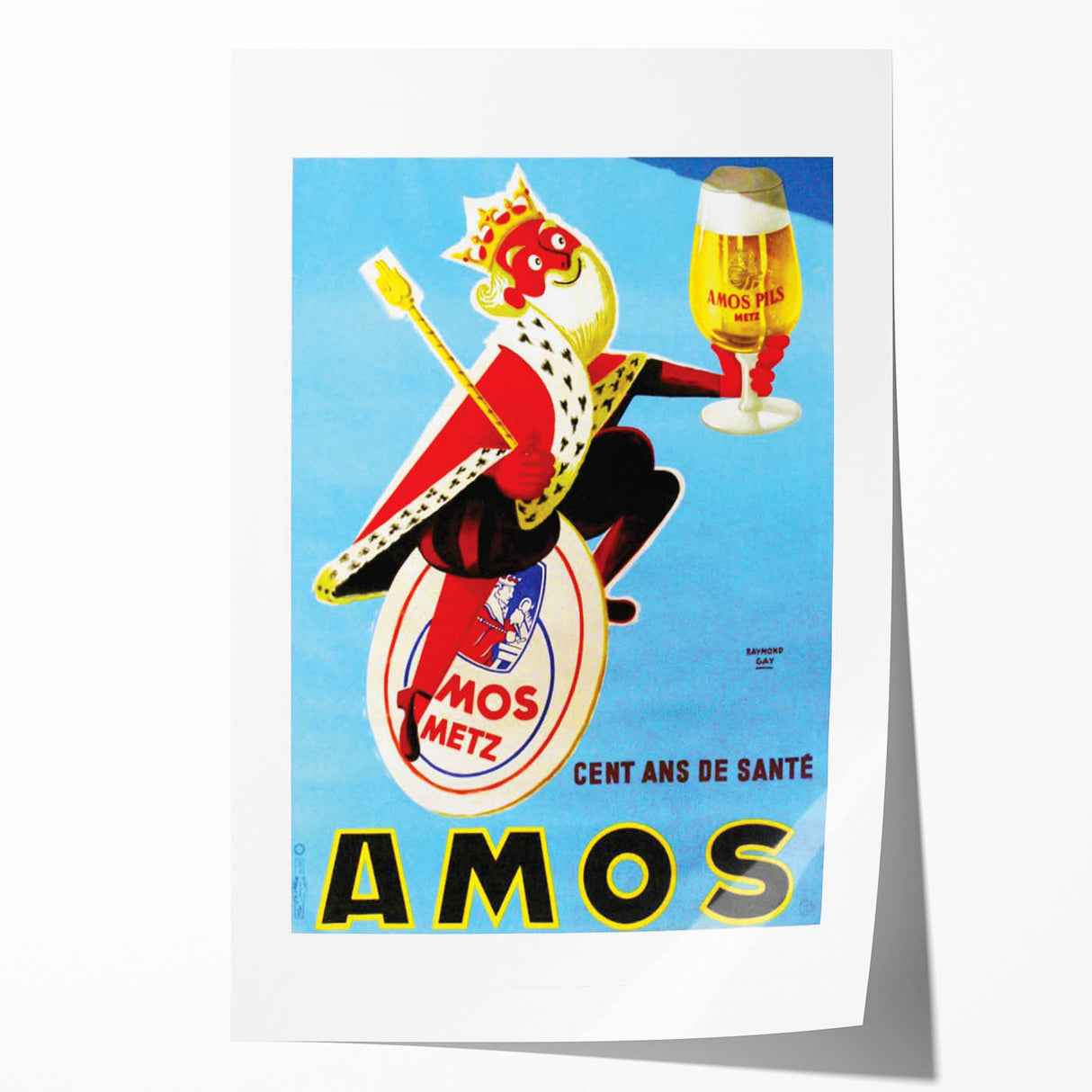 AMOS Pils Beer Poster: Retro King Advertising Wall Art