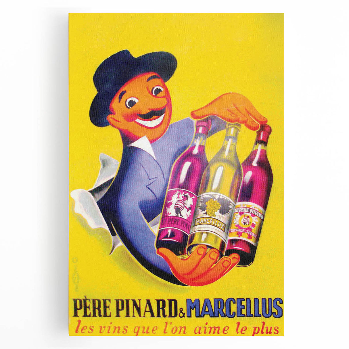 Vintage Père Pinard & Marcellus Wine Poster – Retro Ad Wall Art