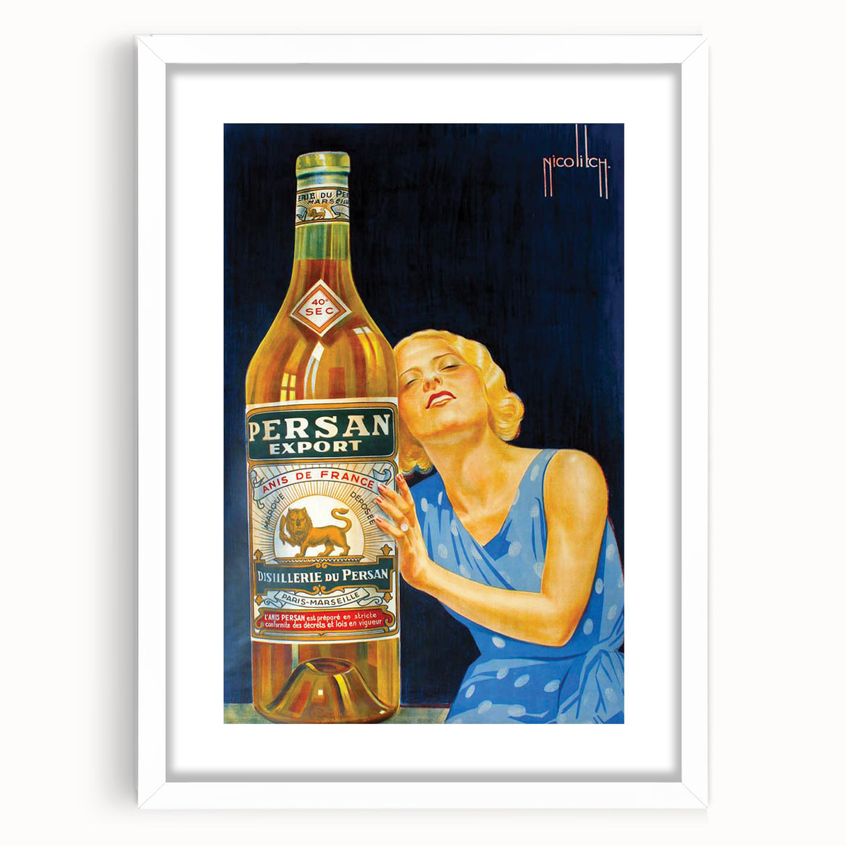 Vintage Persan Export Advertising Poster – Retro Anise Drink Ad Art