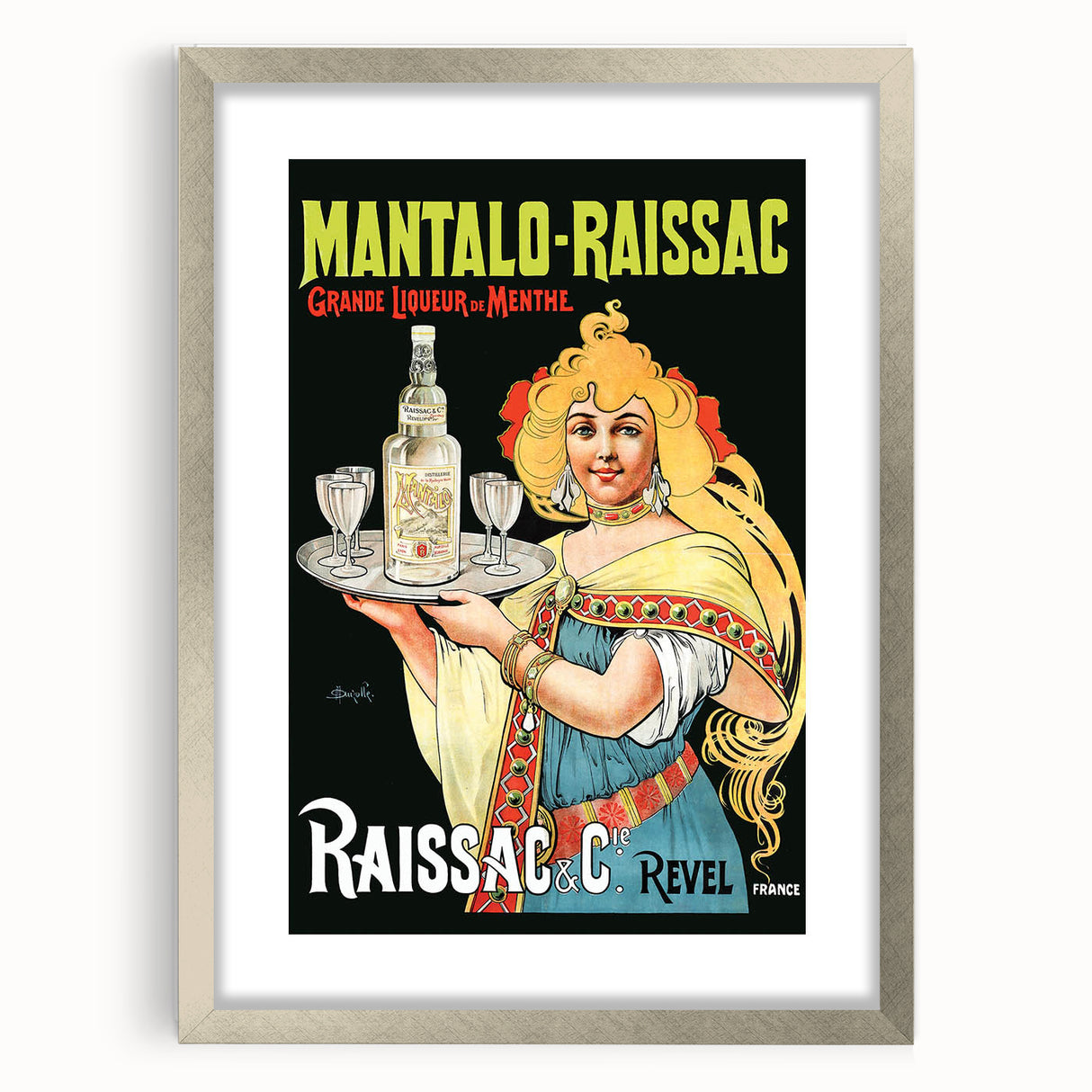 Vintage Mantalo-Raissac Poster – Retro Mint Liqueur Ad Art