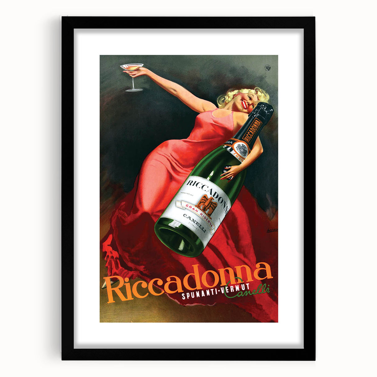 Vintage Riccadonna Spumanti-Vermut Poster – Retro Wine Ad with Elegance