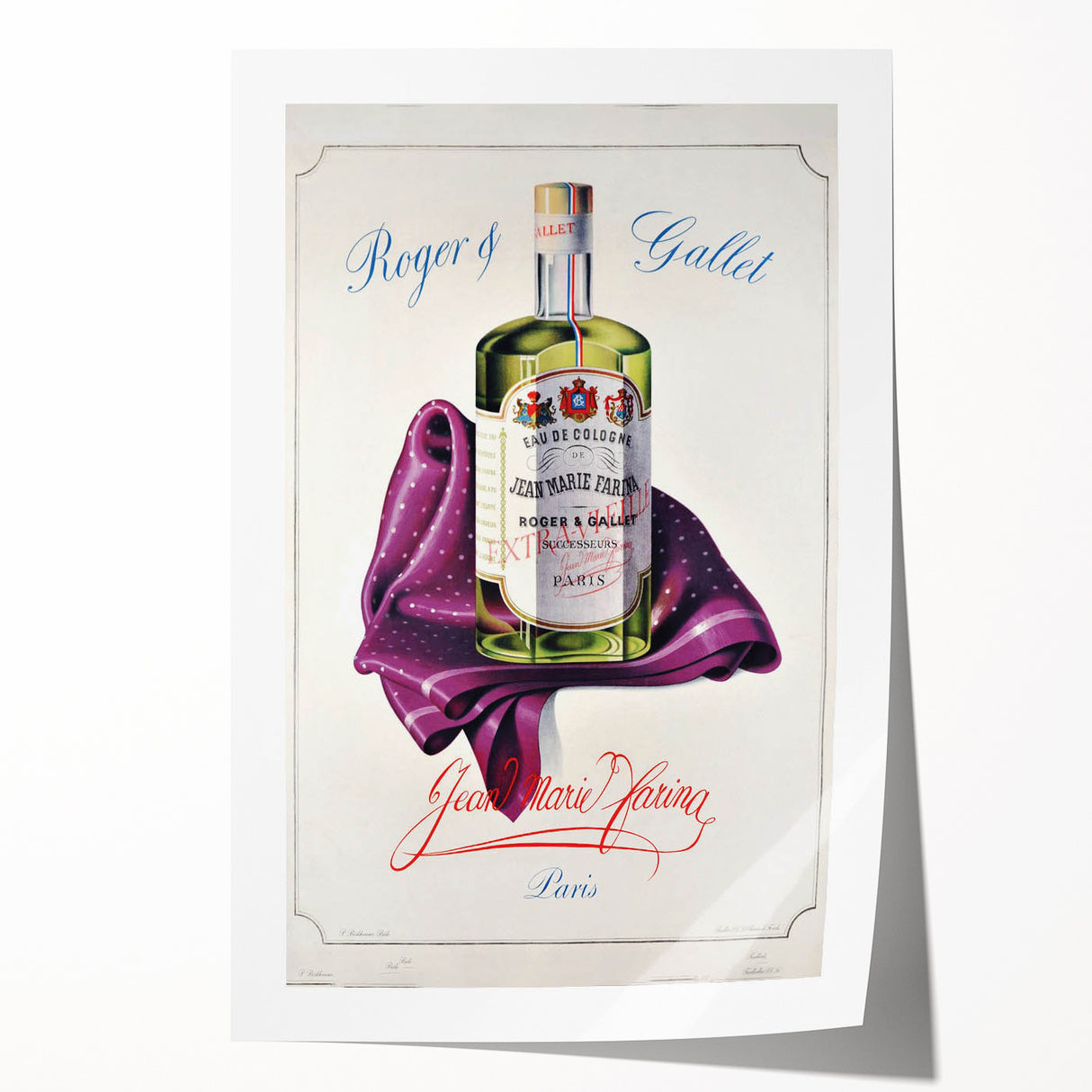 Vintage Roger & Gallet Jean Marie Farina Eau de Cologne Poster – Retro Perfume Ad