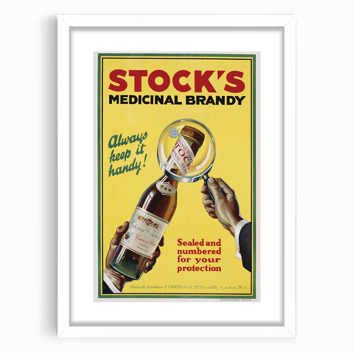Vintage Advertising Poster - Stock's Brandy Retro Wall Art