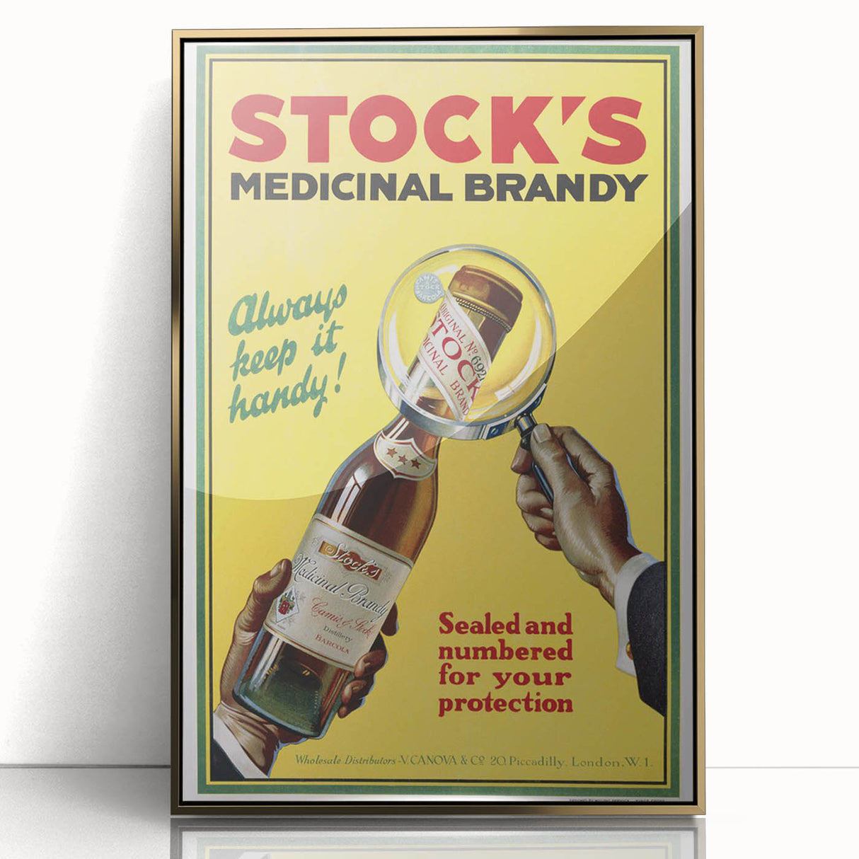 Vintage Advertising Poster - Stock's Brandy Retro Wall Art
