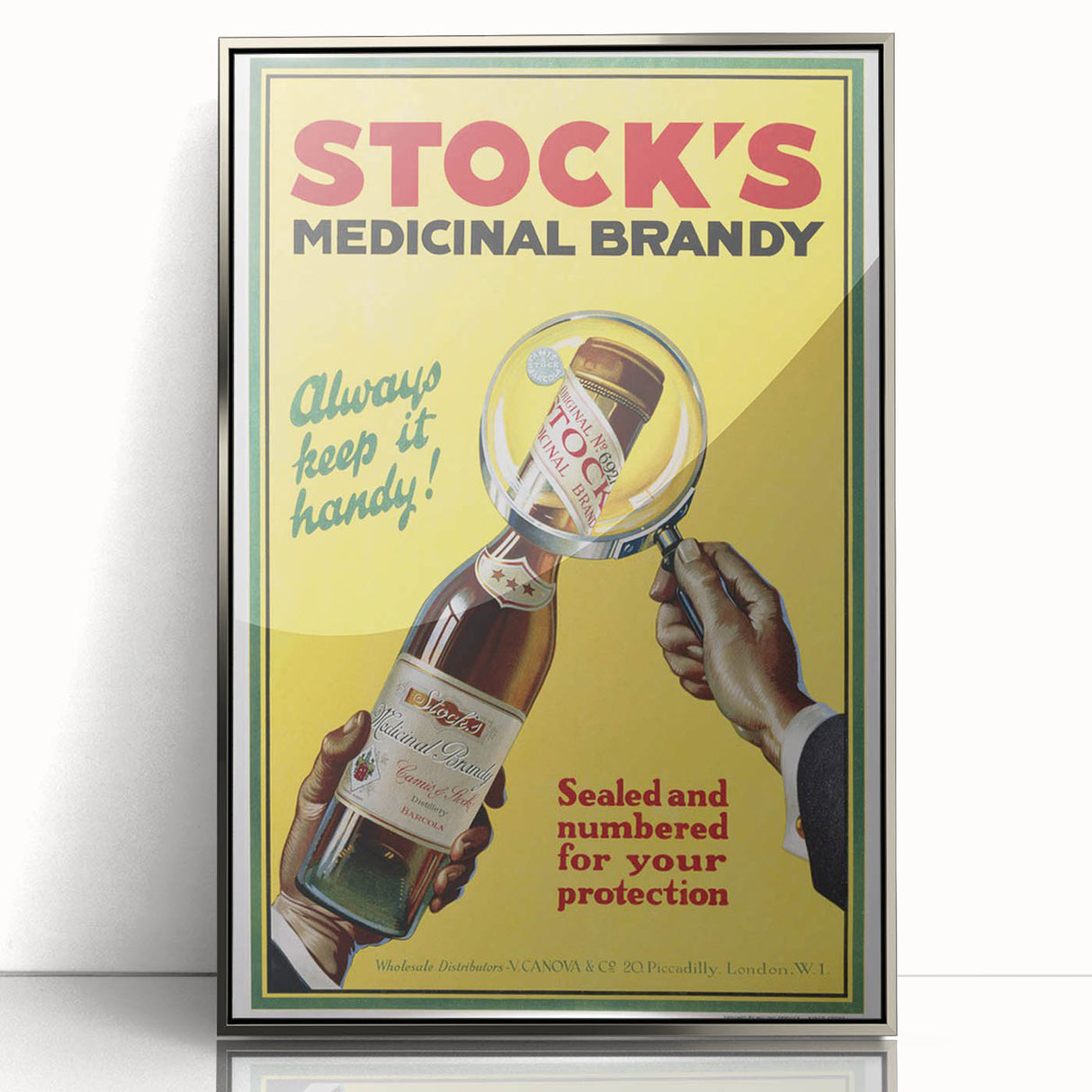 Vintage Advertising Poster - Stock's Brandy Retro Wall Art