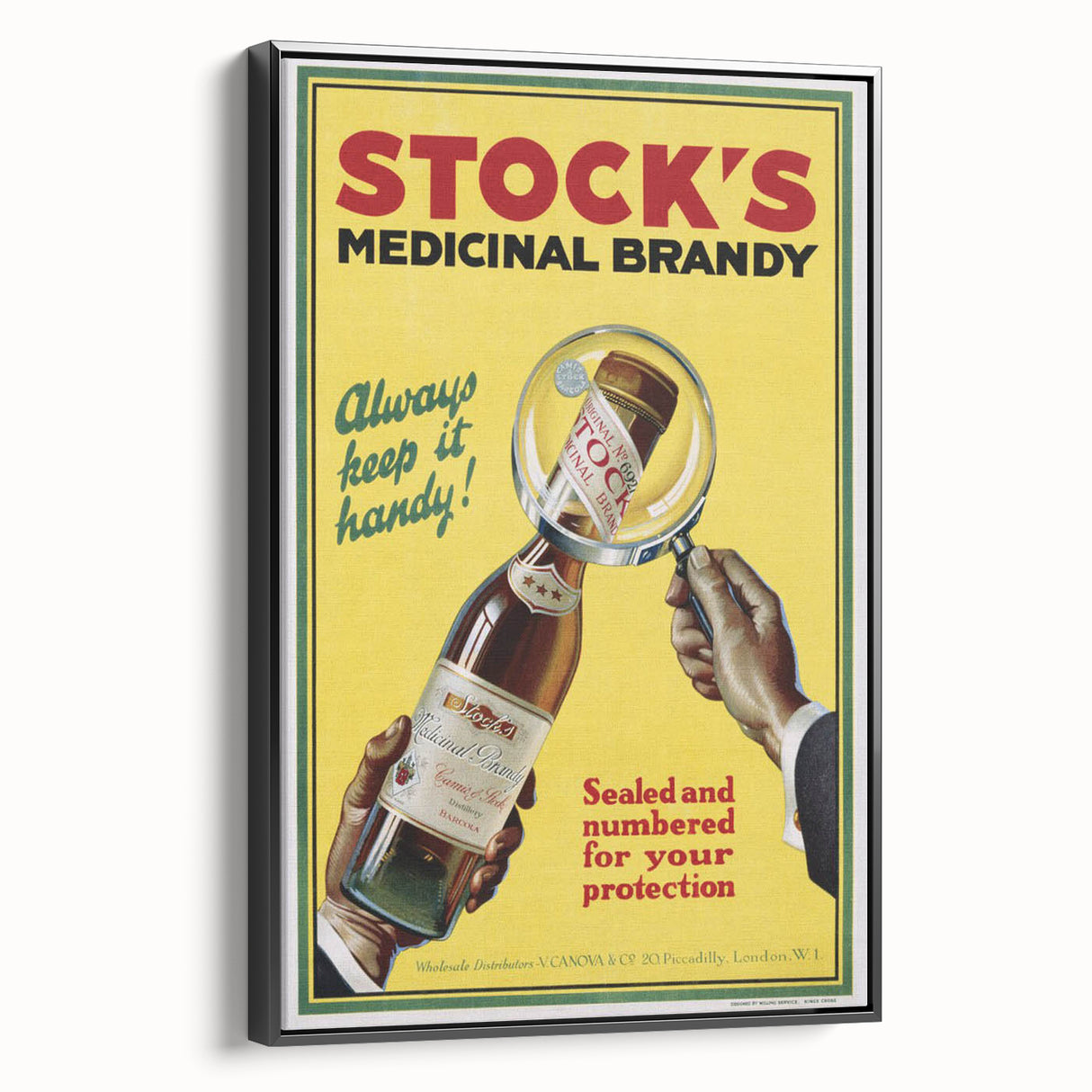 Vintage Advertising Poster - Stock's Brandy Retro Wall Art