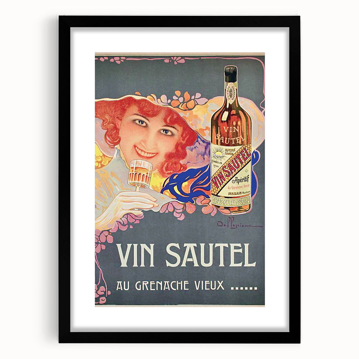 Vintage Advertising Poster - Vin Sautel Apéritif Retro Art