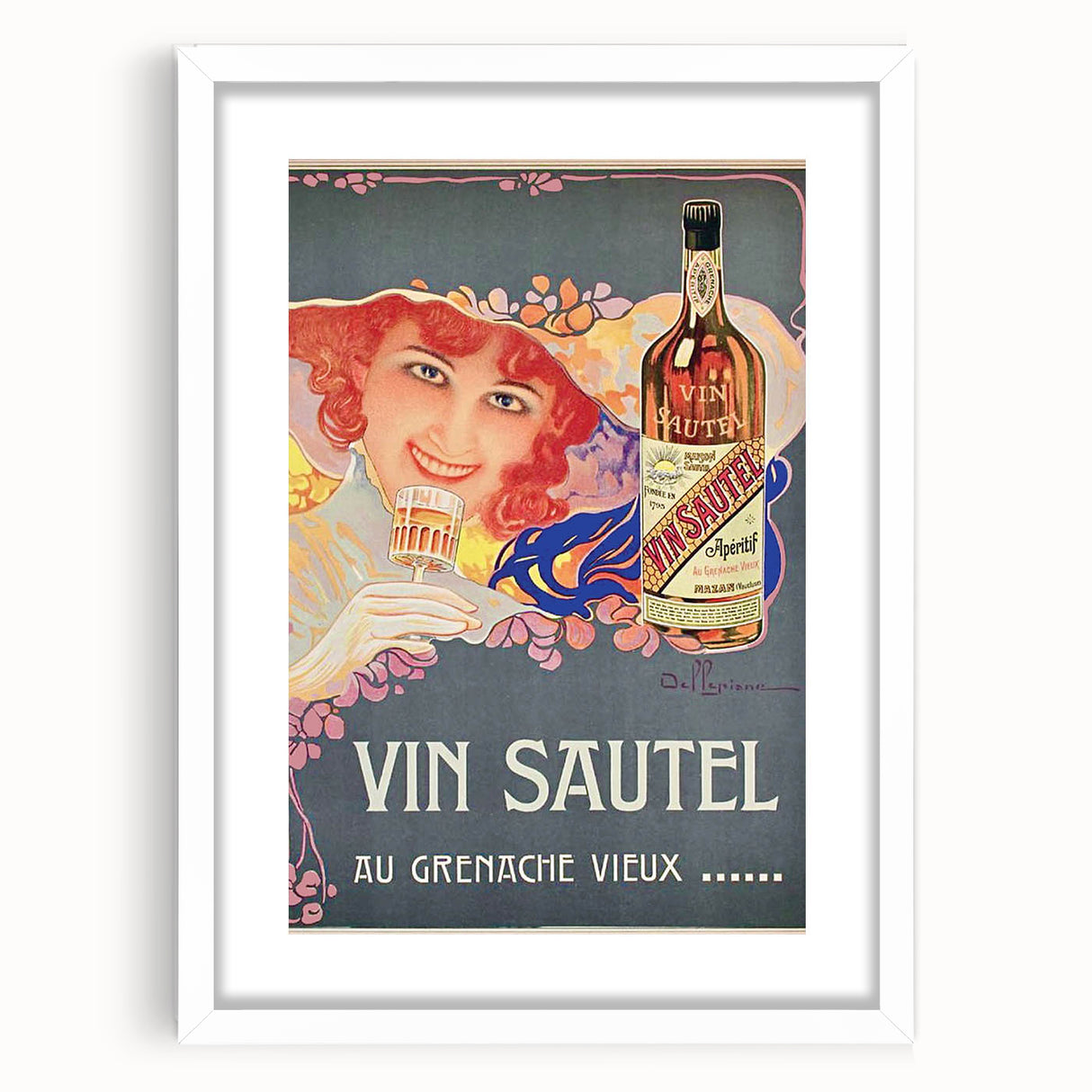 Vintage Advertising Poster - Vin Sautel Apéritif Retro Art