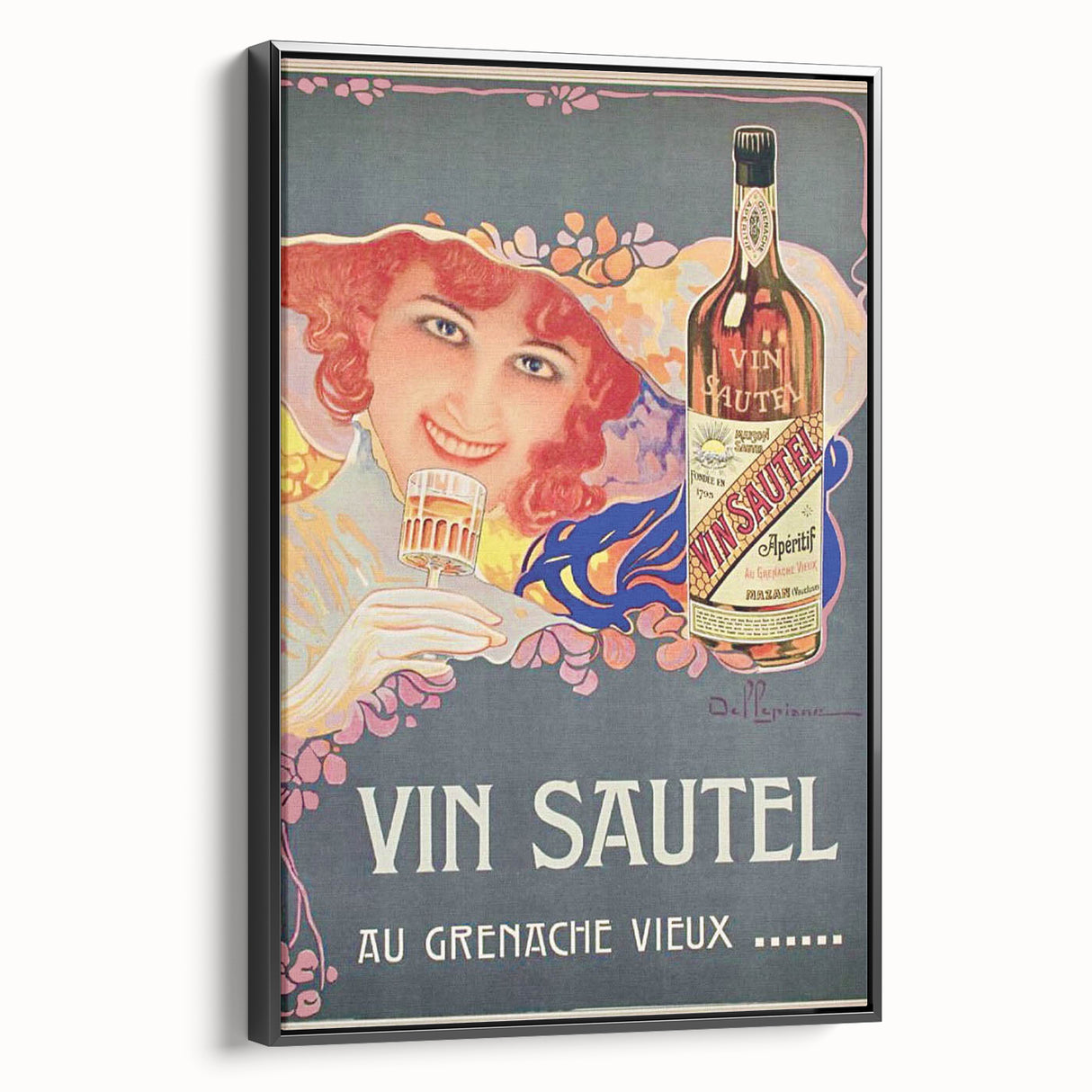 Vintage Advertising Poster - Vin Sautel Apéritif Retro Art
