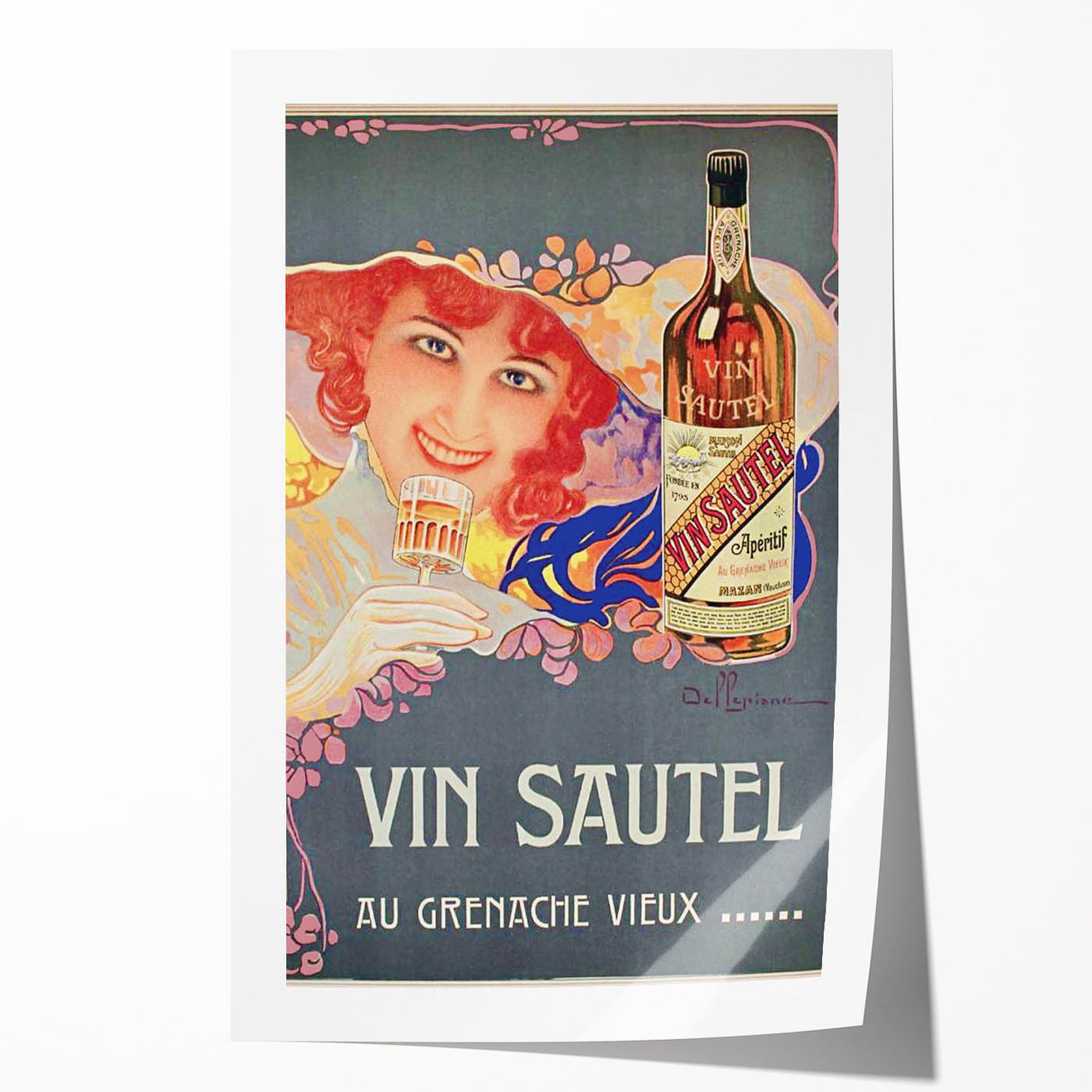 Vintage Advertising Poster - Vin Sautel Apéritif Retro Art