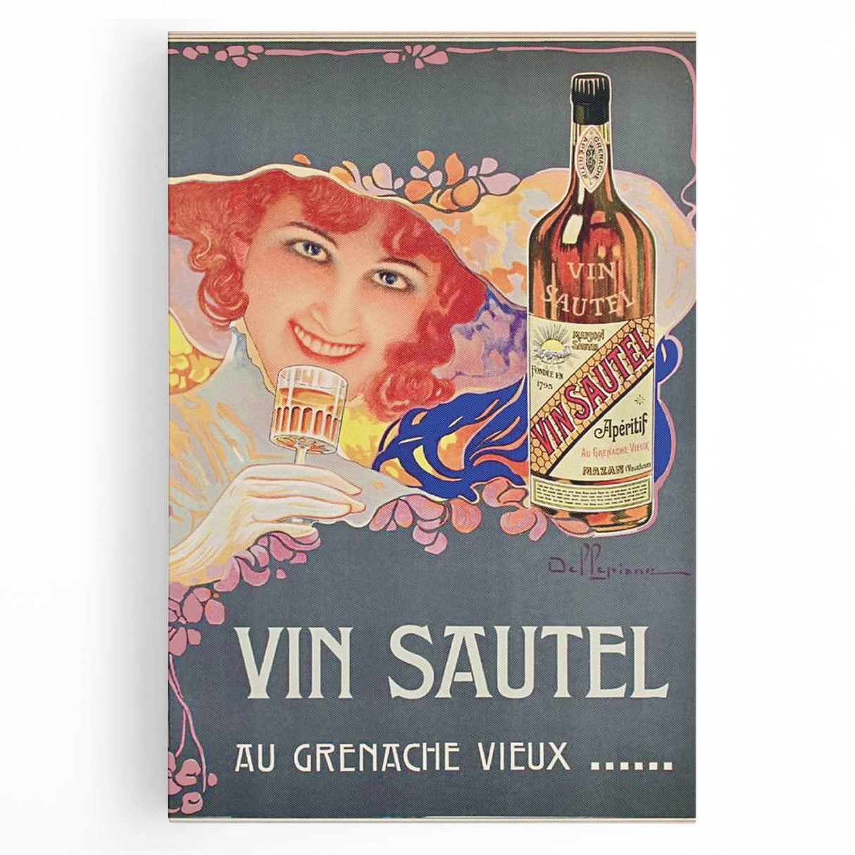 Vintage Advertising Poster - Vin Sautel Apéritif Retro Art