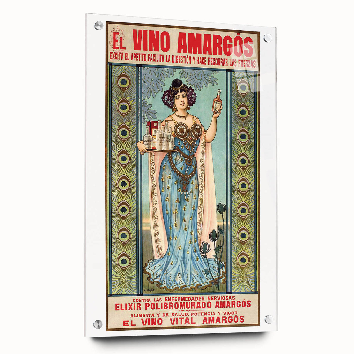 Vintage Advertising Poster - El Vino Amargós Retro Wall Art