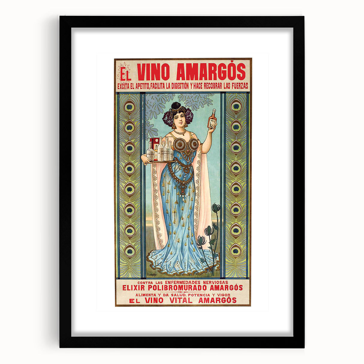 Vintage Advertising Poster - El Vino Amargós Retro Wall Art