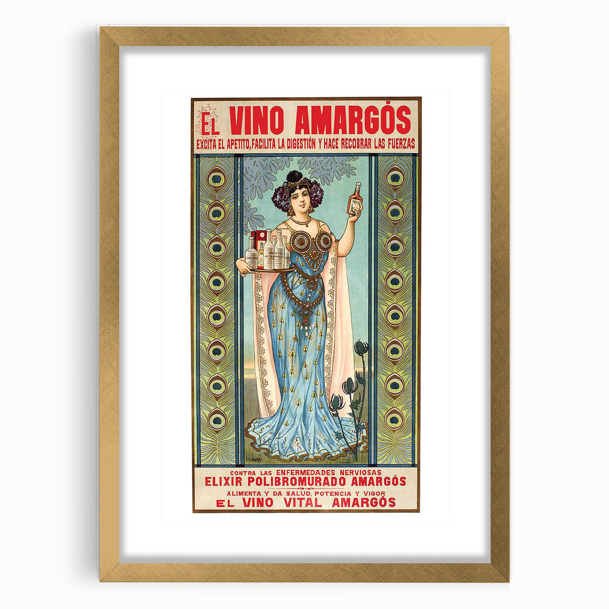 Vintage Advertising Poster - El Vino Amargós Retro Wall Art