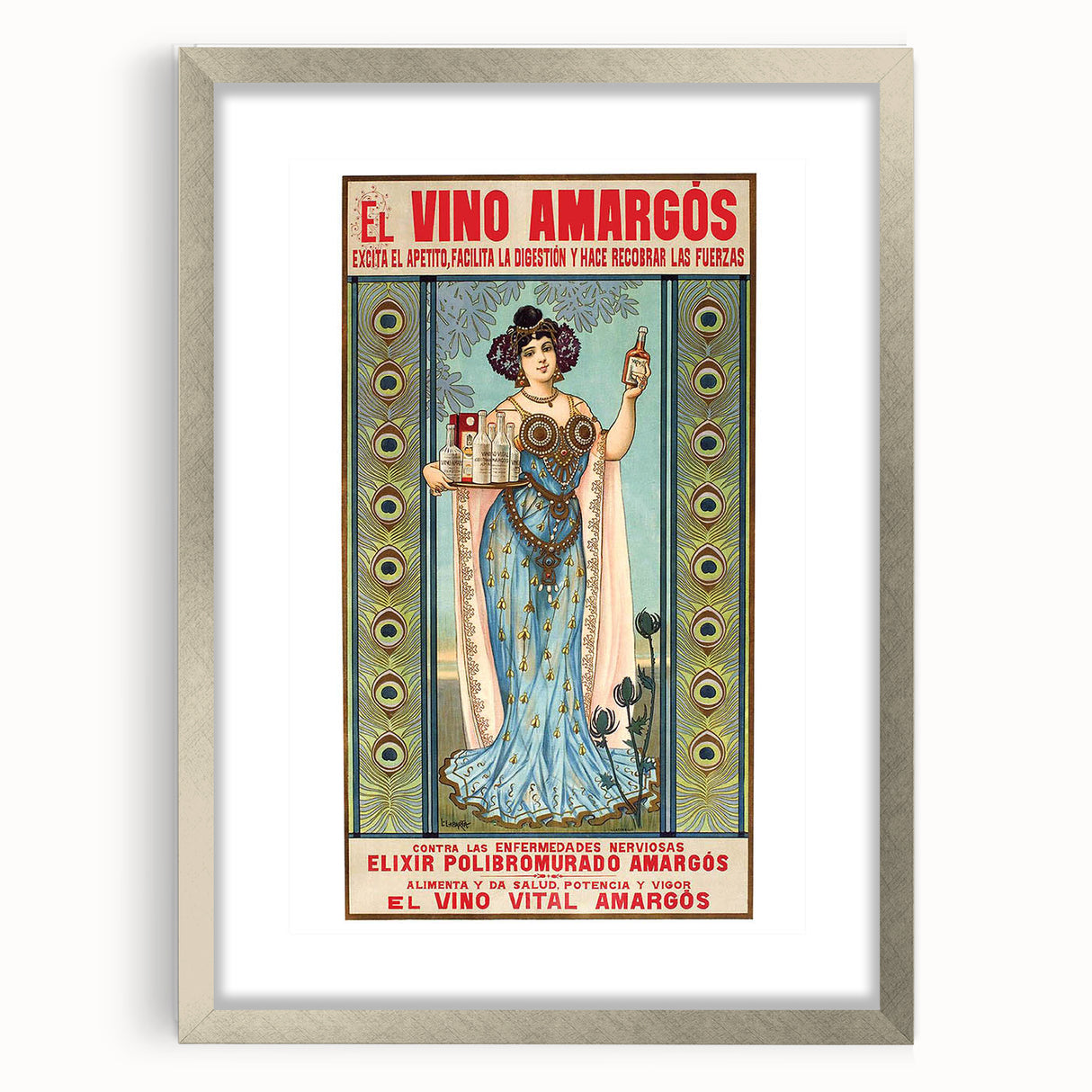 Vintage Advertising Poster - El Vino Amargós Retro Wall Art