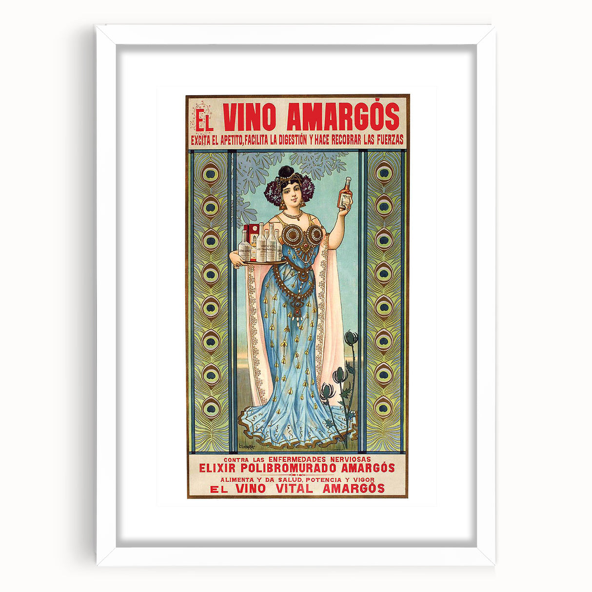 Vintage Advertising Poster - El Vino Amargós Retro Wall Art