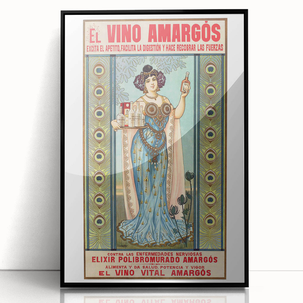Vintage Advertising Poster - El Vino Amargós Retro Wall Art