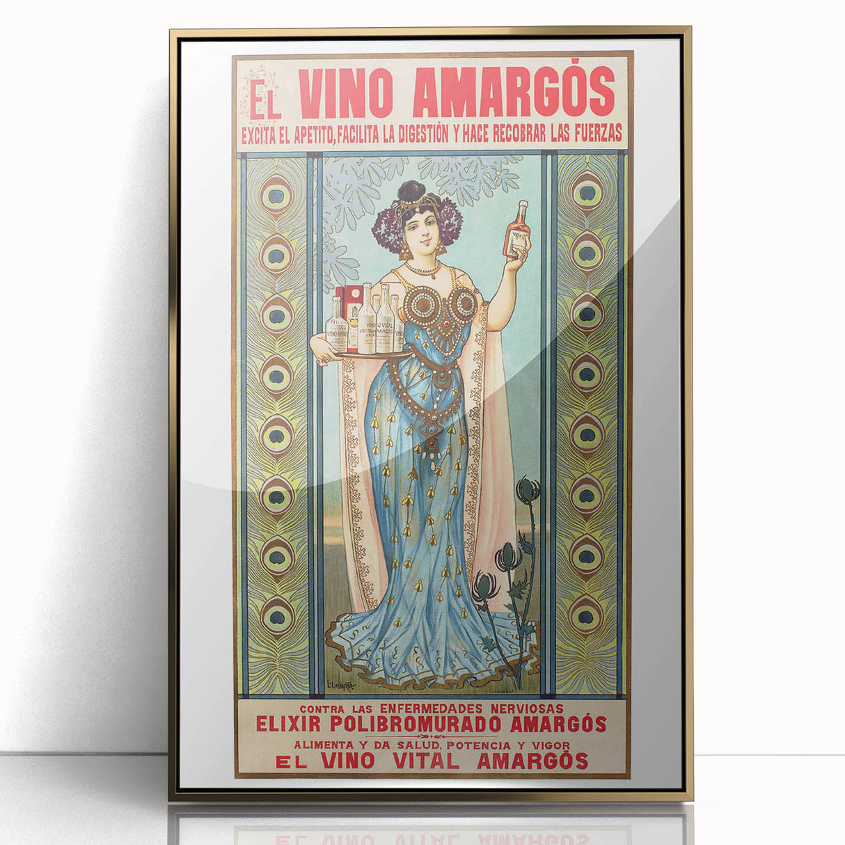 Vintage Advertising Poster - El Vino Amargós Retro Wall Art
