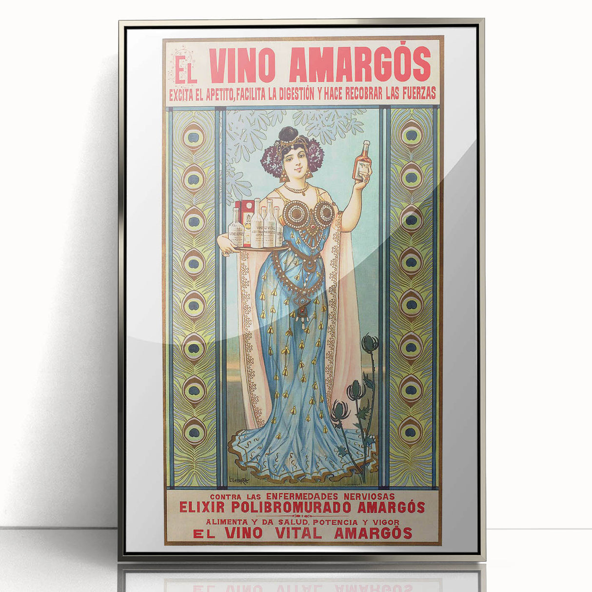 Vintage Advertising Poster - El Vino Amargós Retro Wall Art