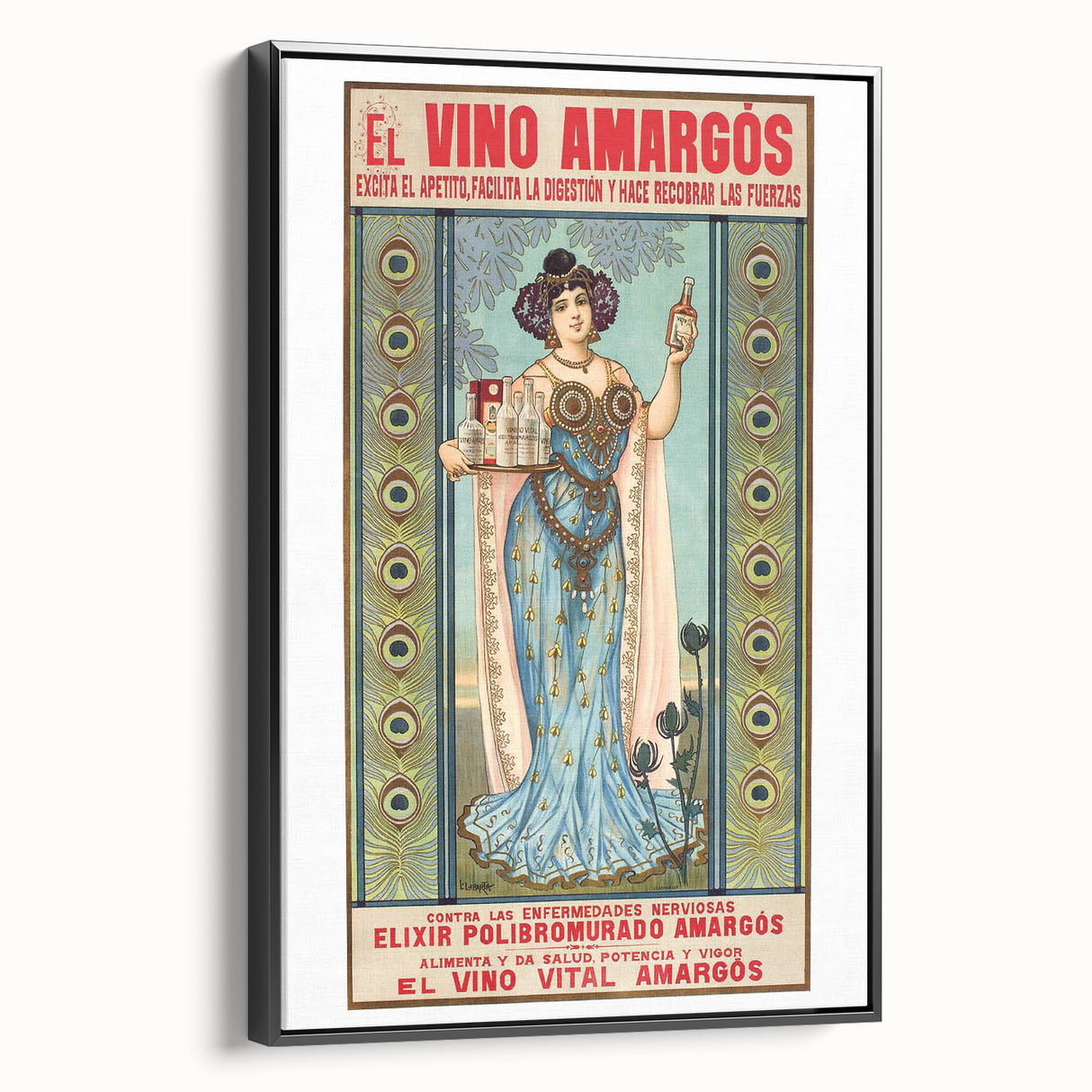 Vintage Advertising Poster - El Vino Amargós Retro Wall Art